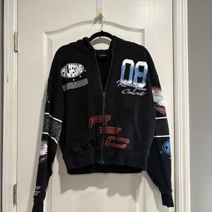 PacSun Civilrime Zip-Up Black Graphic Hoodie